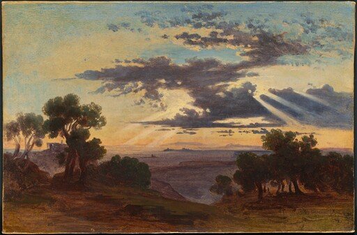 Sun Breaking through Clouds above the Roman Campagna