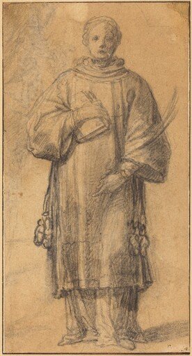A Standing Saint Holding a Book and a Palm Frond