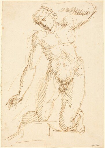 A Male Nude Kneeling