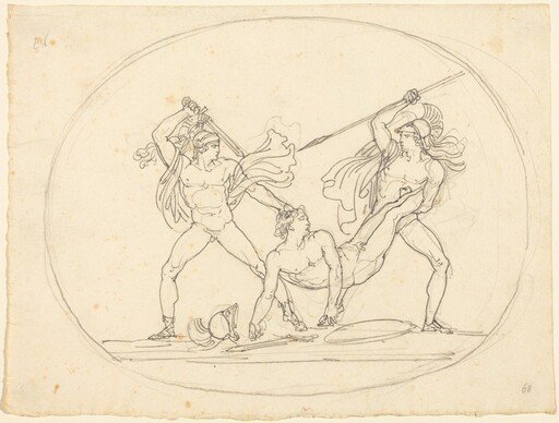 Two Ancient Warriors Fighting over a Dead Comrade
