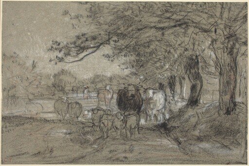 Cows and Sheep under Trees