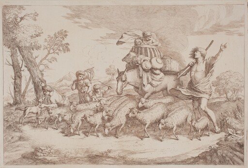 A Pastoral Journey with a Child in a Basket on Horseback