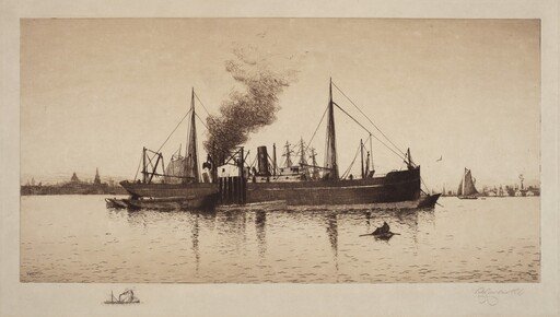 Untitled (Steamship In Boston Harbor)