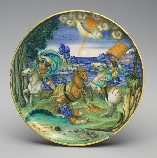 Shallow bowl on low foot with the Conversion of Saul