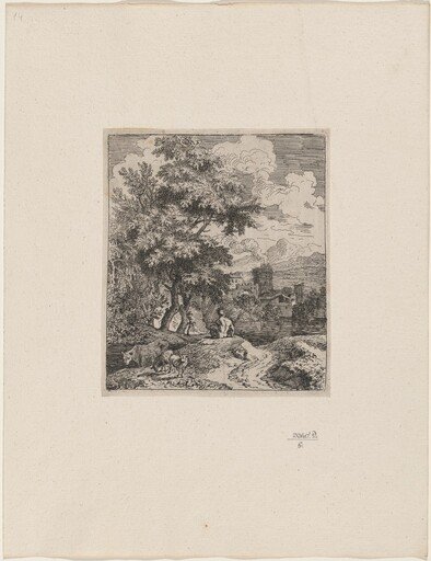 Shepherd with Cow and Two Sheep