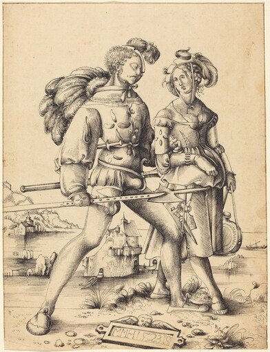A Soldier Walking with a Camp Follower