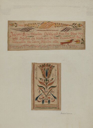 Fractur Paintings (Upper-a Hymn; Lower- Religious Motto)