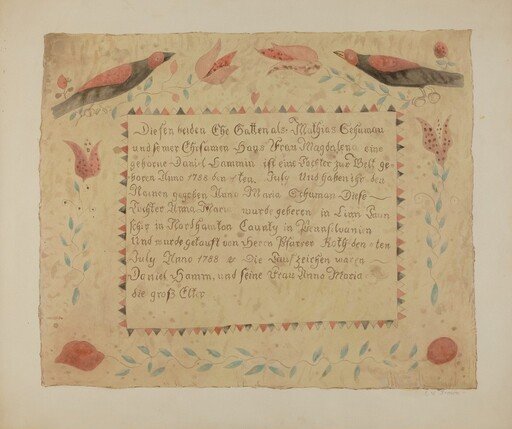 Pa. German Birth Certificate