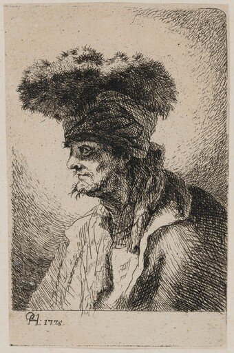 Oriental with a Fur Hat, Looking Left