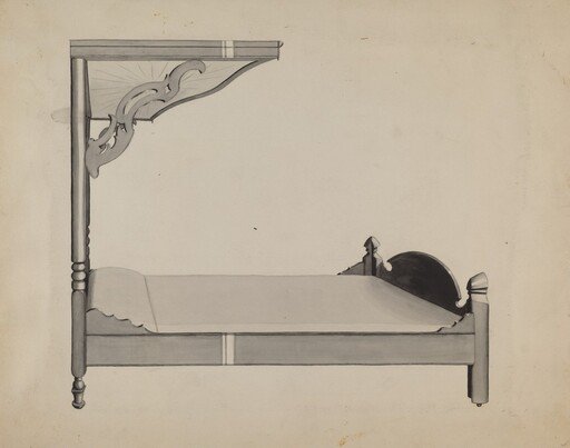 Half-canopy Carved Bed