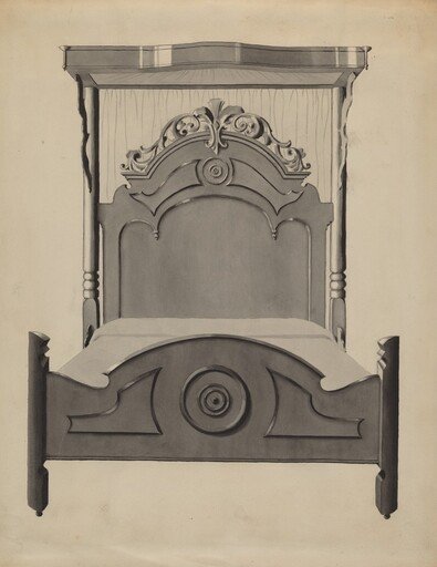 Half-canopy Carved Bed