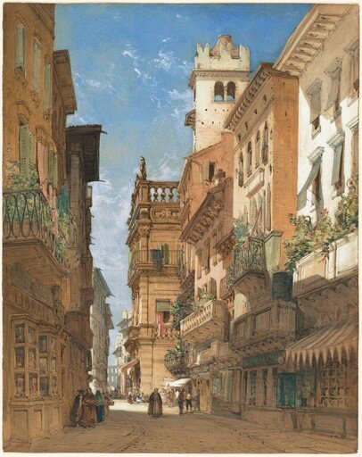 Corso Sant' Anastasia with the Palazzo Maffei in Verona