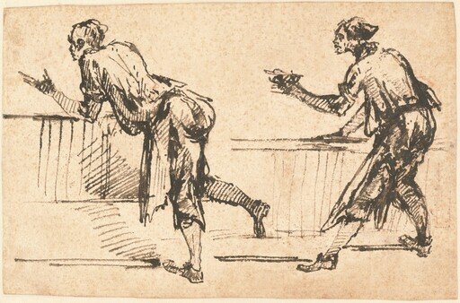 Two Workmen at Tables (recto)