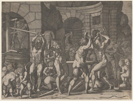 Vulcan and Cyclops Forging Cupid's Arrows