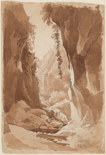 Cliffs Overhanging a River Gorge near Sorrento (recto)