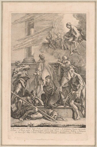 The Madonna and Child with Two Angels and Saints Scholastica, Benedict, Roch, Peter, Paul and Jerome