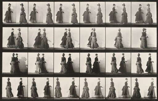Plate Number 45. Two women walking, meeting and partly turning