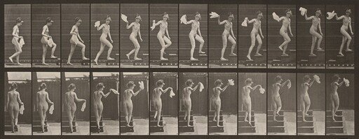 Plate Number 96. Ascending stairs, looking round and waving a handkerchief