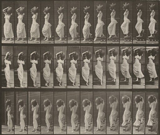 Plate Number 146. Descending stairs and turning, a water jar on left shoulder