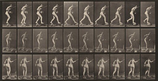 Plate Number 176. Crossing brook on stepping-stones with fishing pole and a basket
