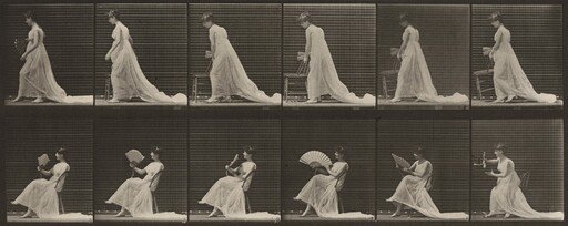 Plate Number 242. Placing chair, sitting and flirting a fan