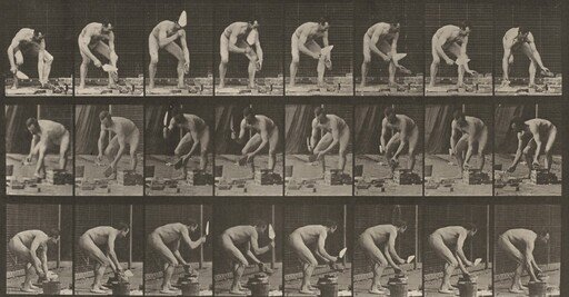 Plate Number 381. Mason, laying a brick