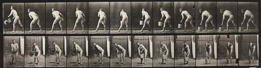 Plate Number 398. Lifting a bucket of water to empty it