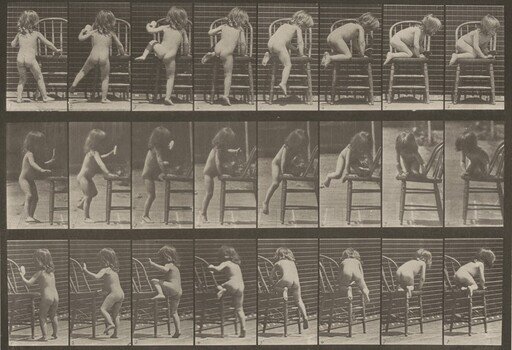 Plate Number 475. Child getting up on a chair