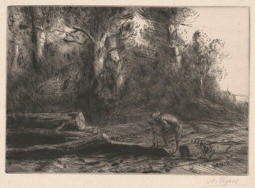 Man Squaring Logs (Homme qui fend des bûches)