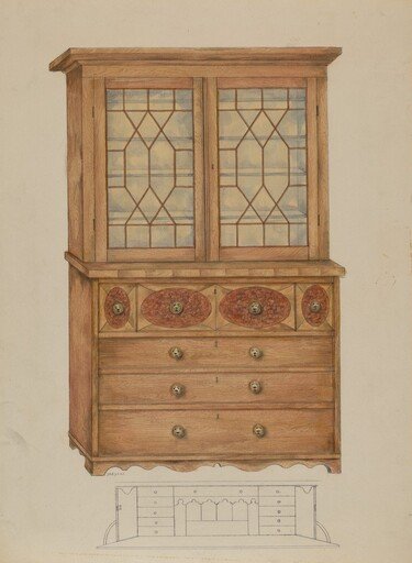 Combination Book Case, Desk, and Bureau