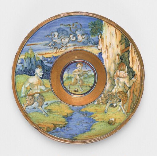 Plate with three Satyrs