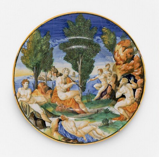 Plate with Marsyas and his companions