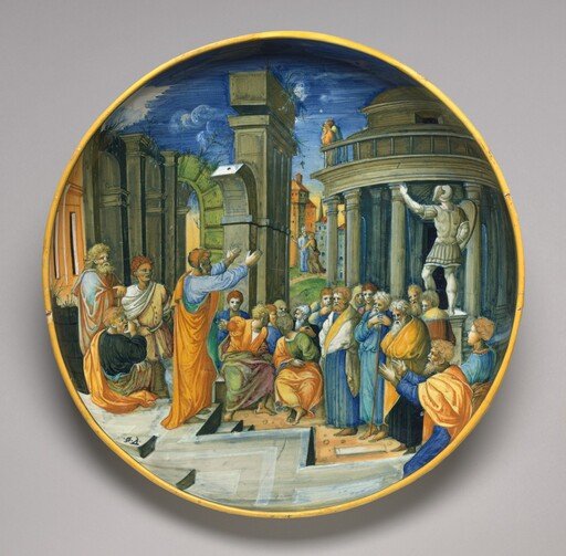 Plate with Saint Paul preaching at Athens