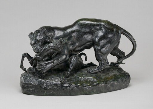 Tiger Attacking an Antelope