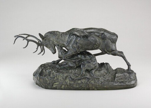 Wolf Seizing a Stag by the Throat