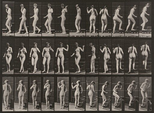 Plate Number 101. Turning, ascending stairs and waving hand