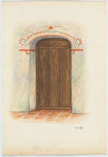 Restoration Drawing Wall Painting and Door, Facade Mission House