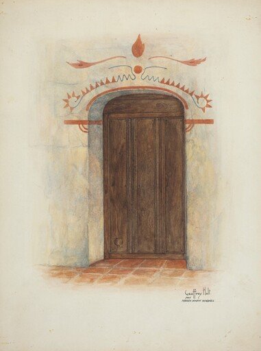 Restoration Drawing Wall Painting and Door, Facade Mission House