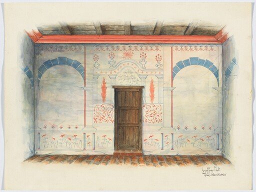 Restoration Drawing: Wall Painting; Door