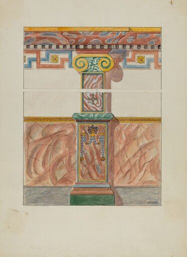 Painted Wall Decoration, Detail of Pilaster