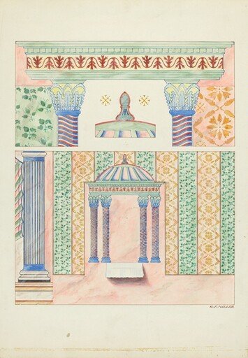 Details of Wall Paintings, Side Wall of Sanctuary