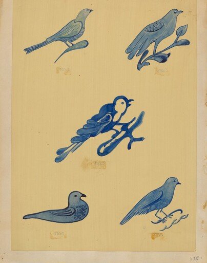 Bird Decorations on Stoneware