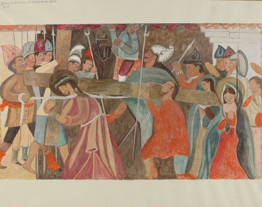 Station of the Cross No. 5: "Jesus is Assisted in Carrying His Cross"