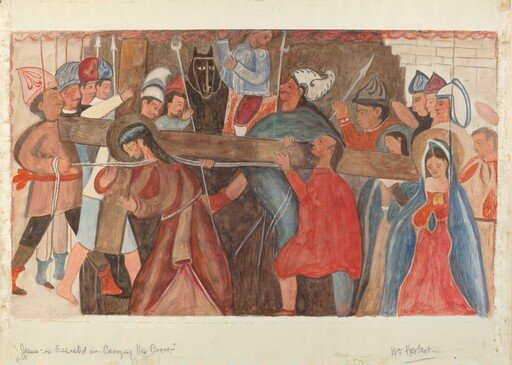 Station of the Cross No. 5: "Jesus is Assisted in Carrying His Cross"
