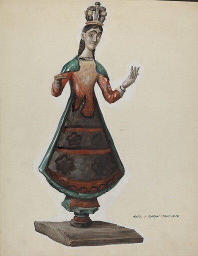 Large Painted Wooden Saint-Virgin Mary