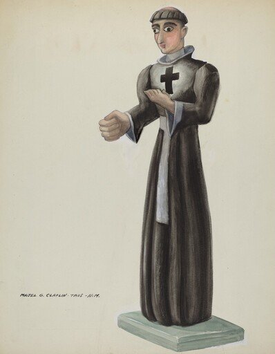 Wooden Santo - Friar with Cross on Breast