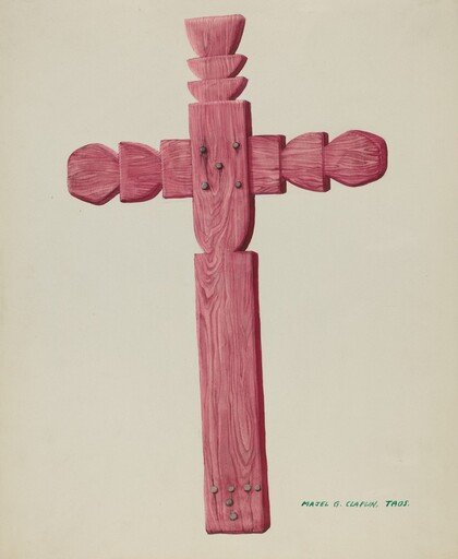 Red Wooden Cross used as Headstone