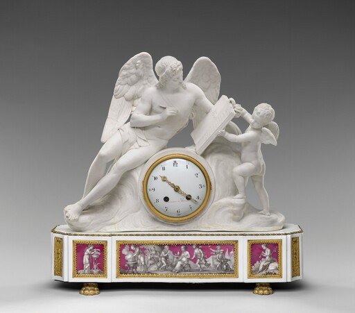 Mantel Clock with a Genius Honoring the Arts
