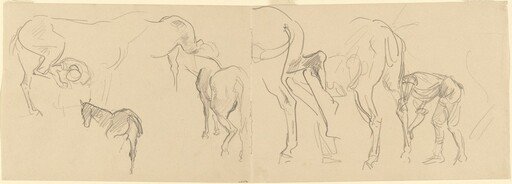 Studies for "Shoeing Calvary Horses at the Front" [recto]