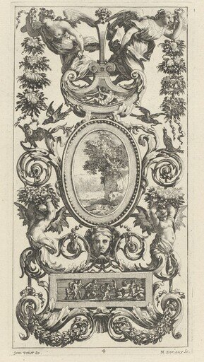 Ornamental Panel with Pan and Two Garland-Bearing Women